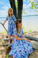 Purple Floral Twirl Cold Shoulder Dress