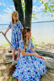 Purple Floral Twirl Cold Shoulder Dress