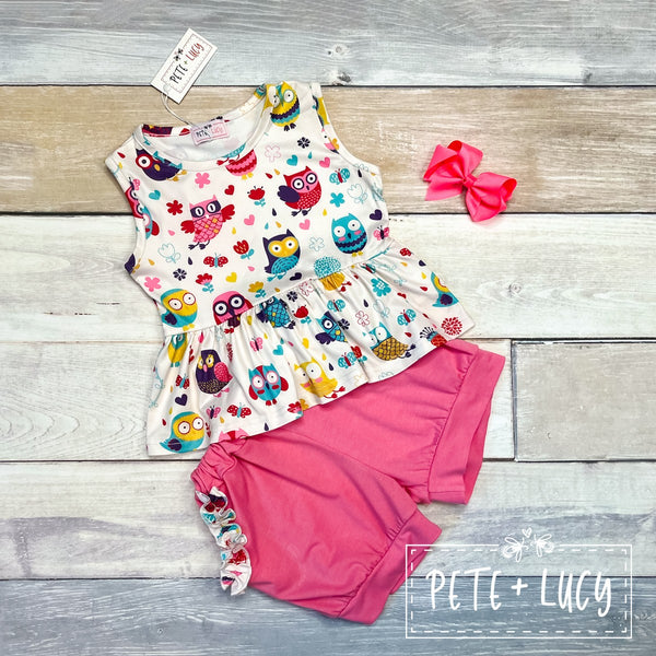 Curious Owls Shorts set