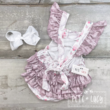 Vintage Tea Party Ruffle Bottom romper