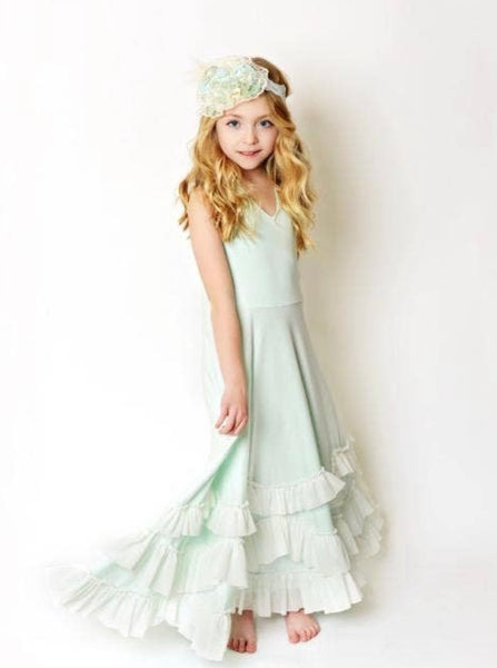 Mint Ruffle Tie Back Dress