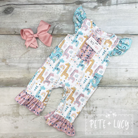 Giraffe and Rainbow Romper