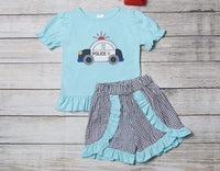 Police Car Shorts set Girls